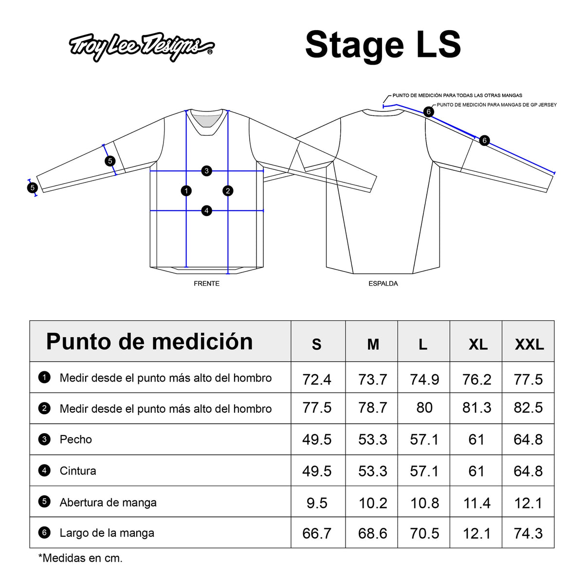 Tabla de tallas — Jersey manga larga para MTB Stage; Signature Stone