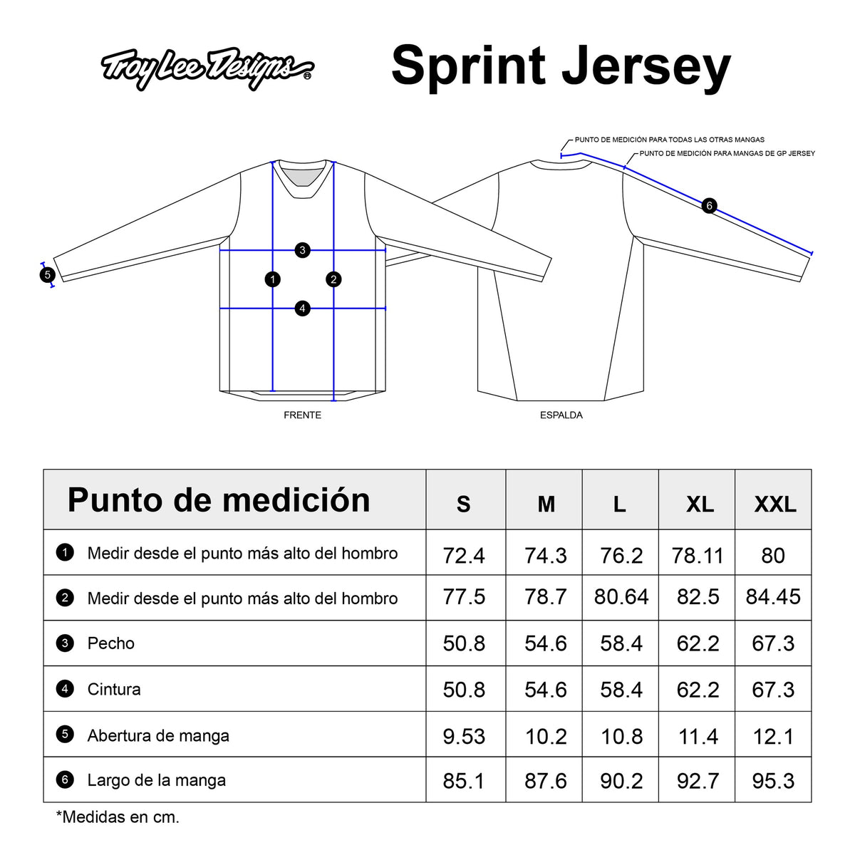 Tabla de tallas — Jersey para MTB Sprint; Segment Midnight