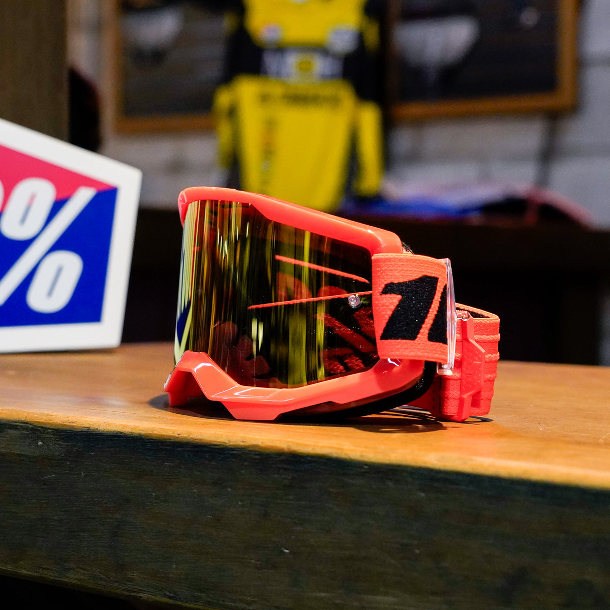 Goggles para niño 100% Strata 2 Neon Orange - Mica Espejo True Gold — vista adicional 3